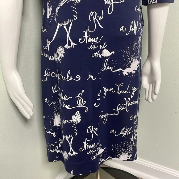 Lilly Pulitzer Navy Blue Pink Ruffle My Feather Script Print Dress Size Small - Picture 8 of 10